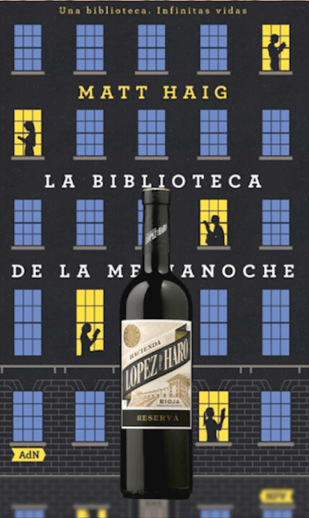 Vino tinto D.O Rioja López de Haro reserva con la biblioteca de la medianoche